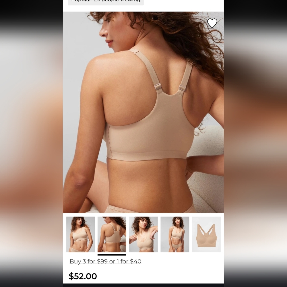 Soma Embliss Racerback Soft Beige Bralette With Removable Pads - Picture 5 of 6